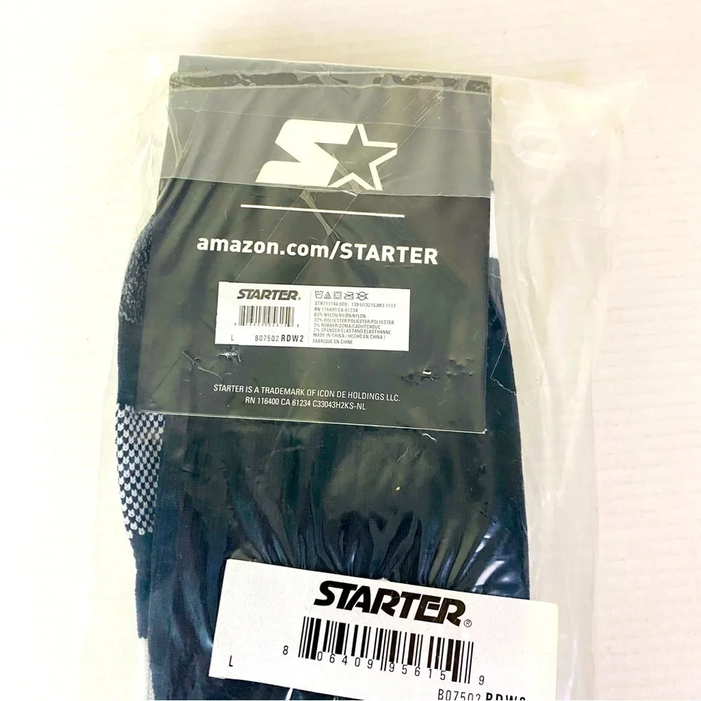 Starter 2 Pack Black Soccer Socks Size L